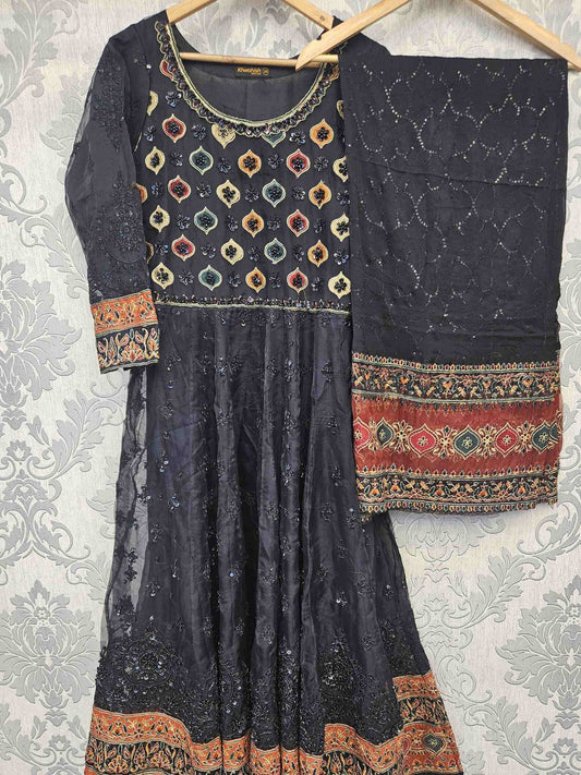 MB black on black hand embellished with pearls crystals stones