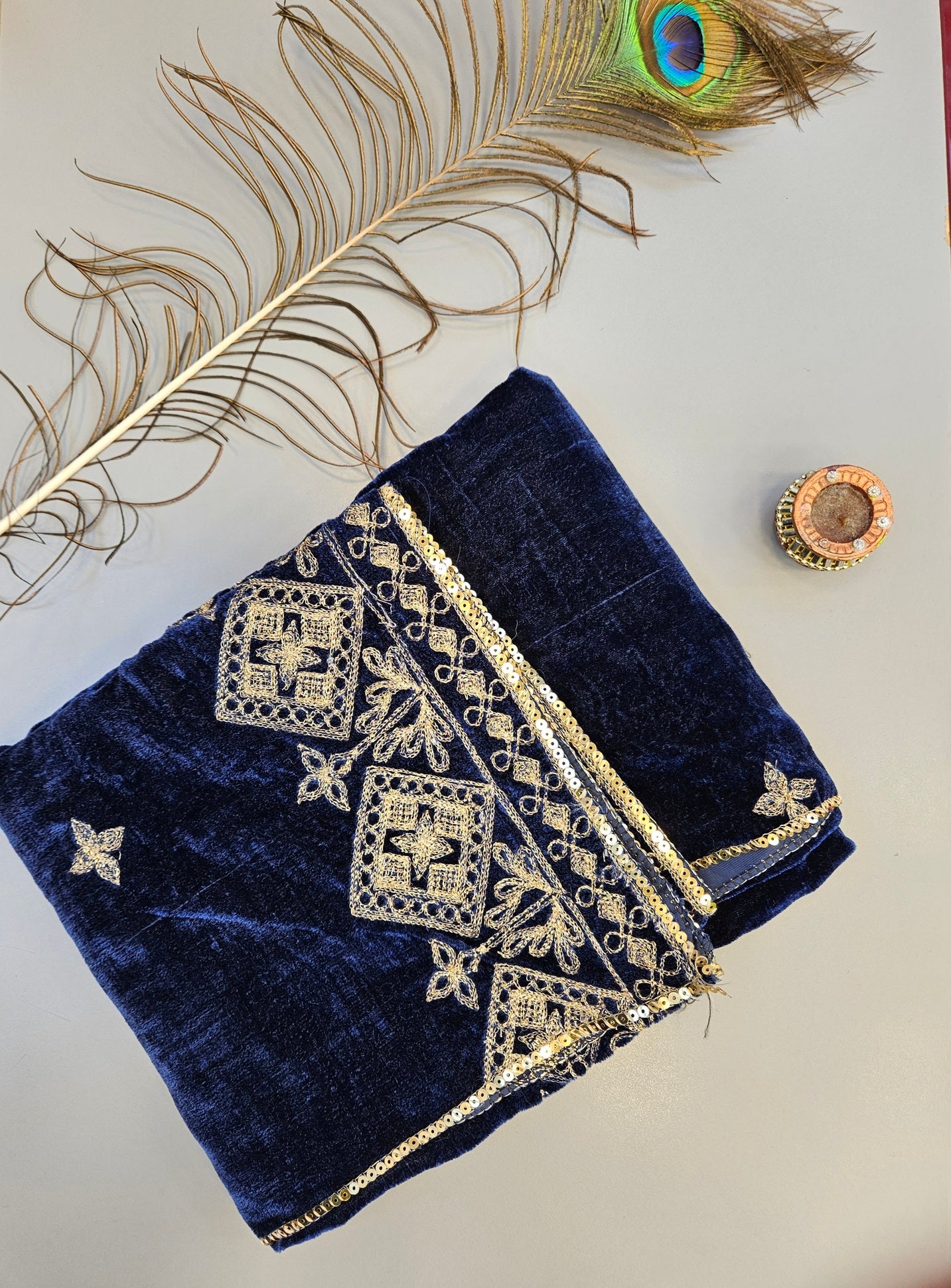 Velvet Shawls with Zari and Thread Embroidery - Winter Collection - Five Colours