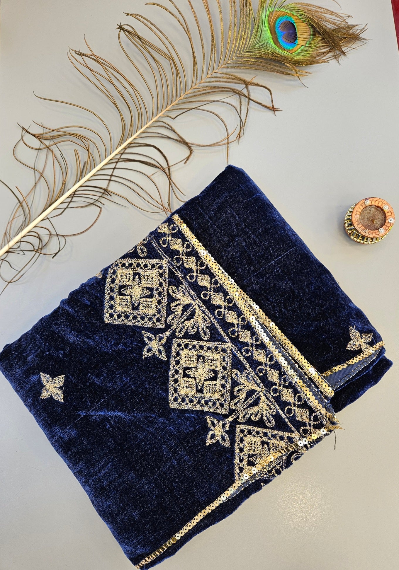 Velvet Shawls with Zari and Thread Embroidery - Winter Collection - Five Colours