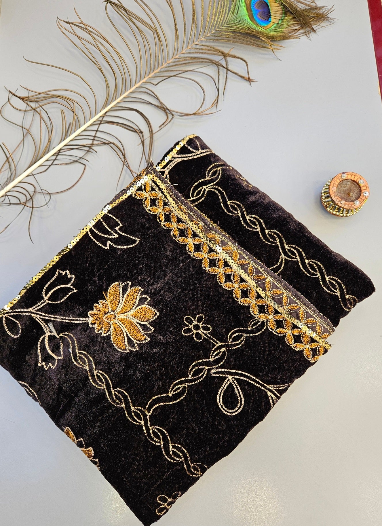 Velvet Shawls with Zari and Thread Embroidery - Winter Collection - Five Colours