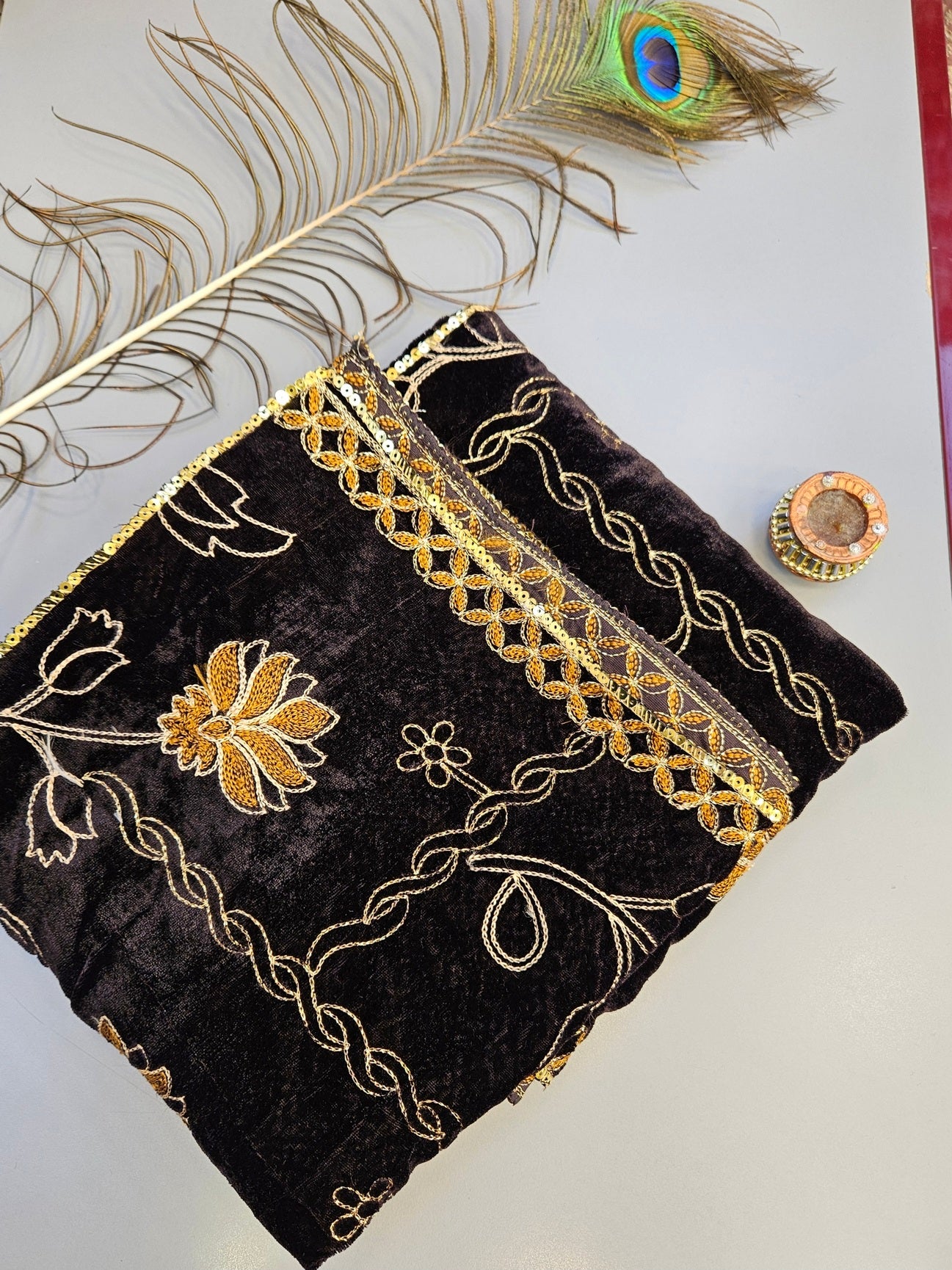 Velvet Shawls with Zari and Thread Embroidery - Winter Collection - Five Colours