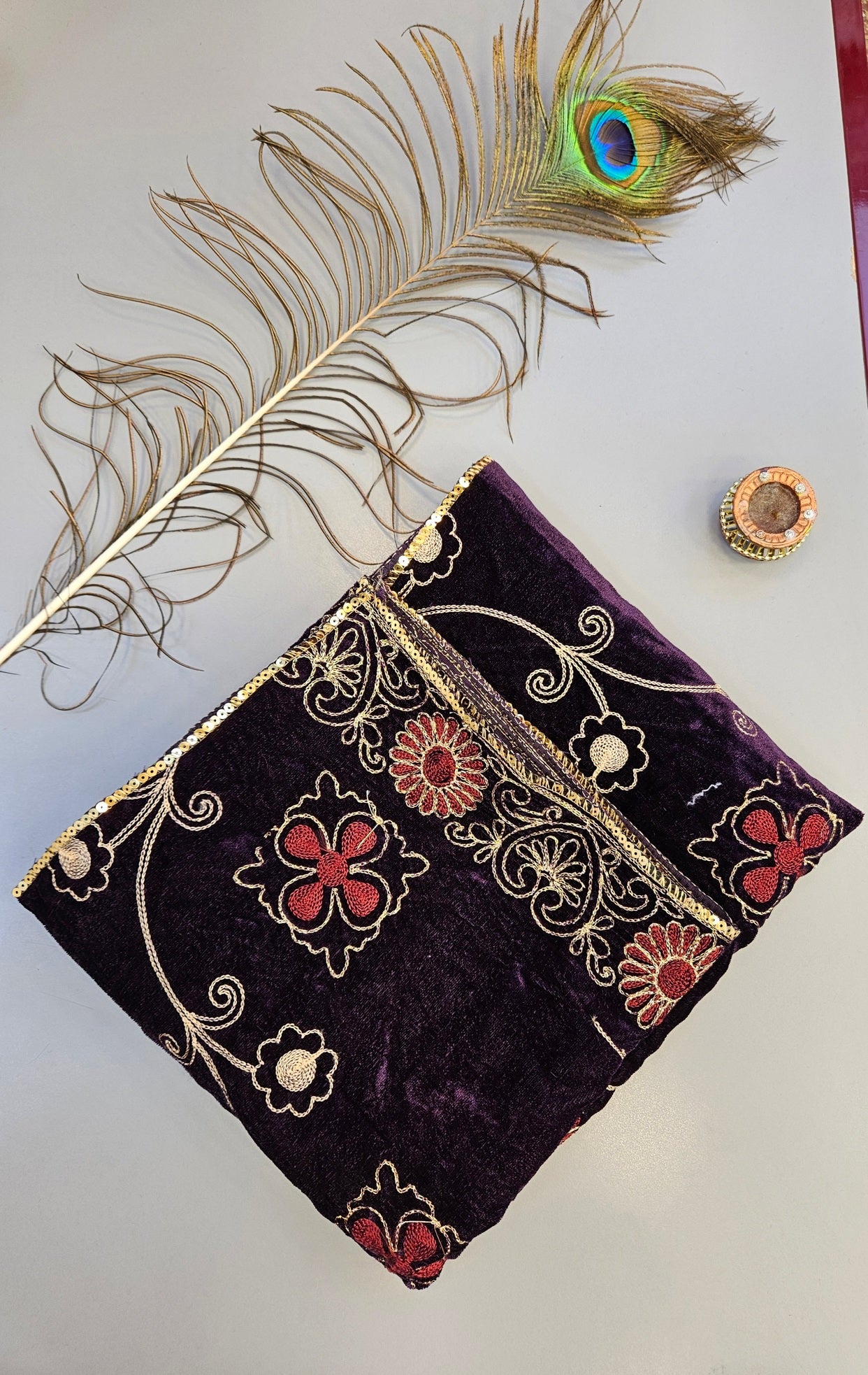 Velvet Shawls with Zari and Thread Embroidery - Winter Collection - Five Colours