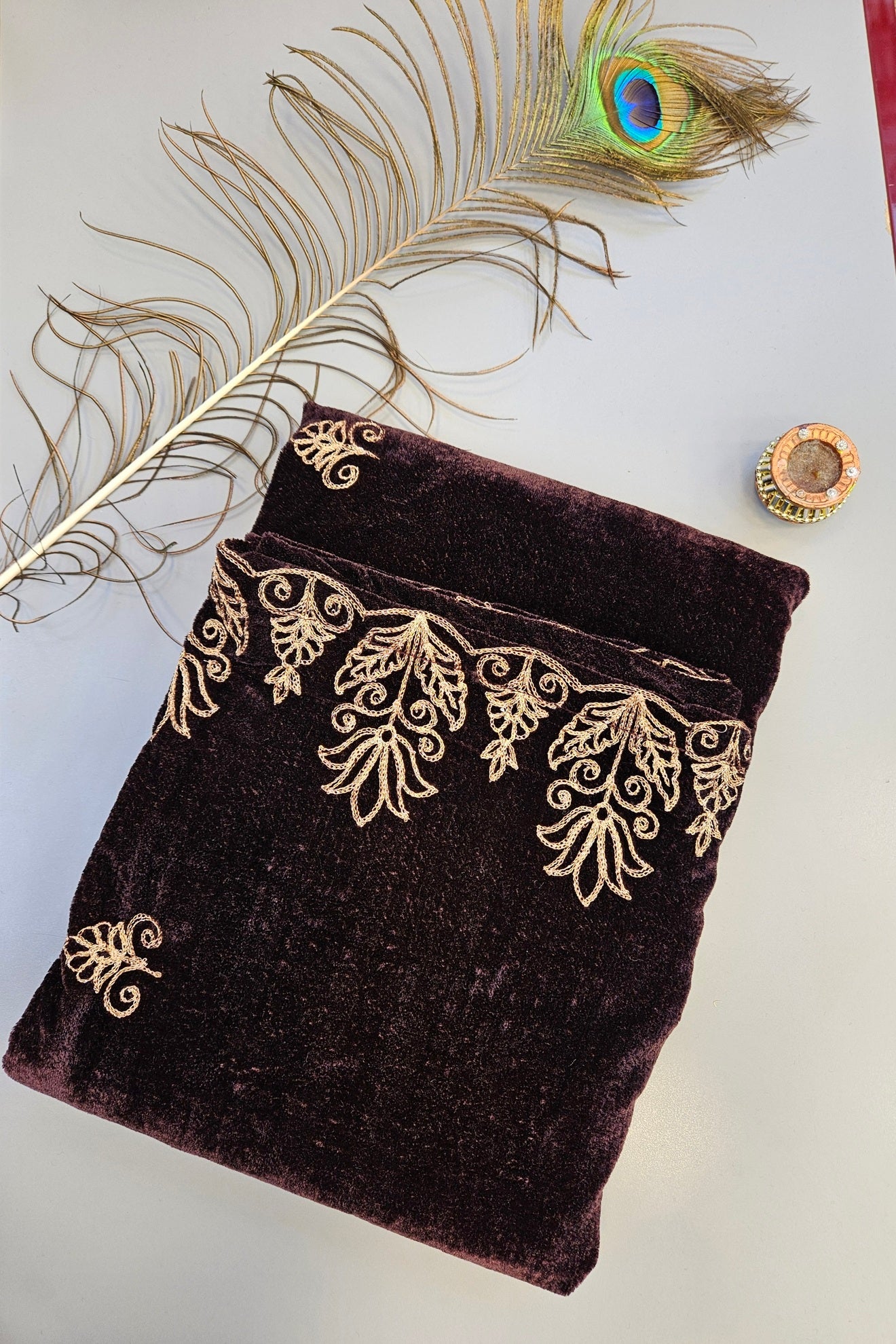 Velvet Shawls with Zari and Thread Embroidery - Winter Collection - Five Colours