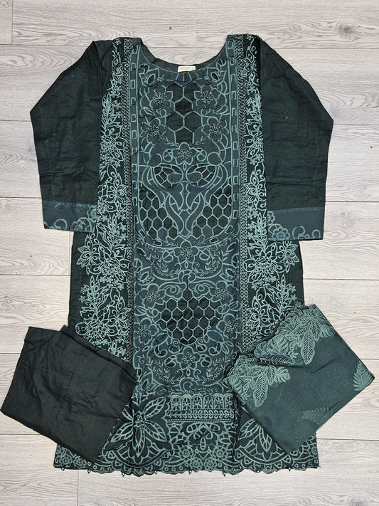 MB dark evergreen chiken kari cotton suit