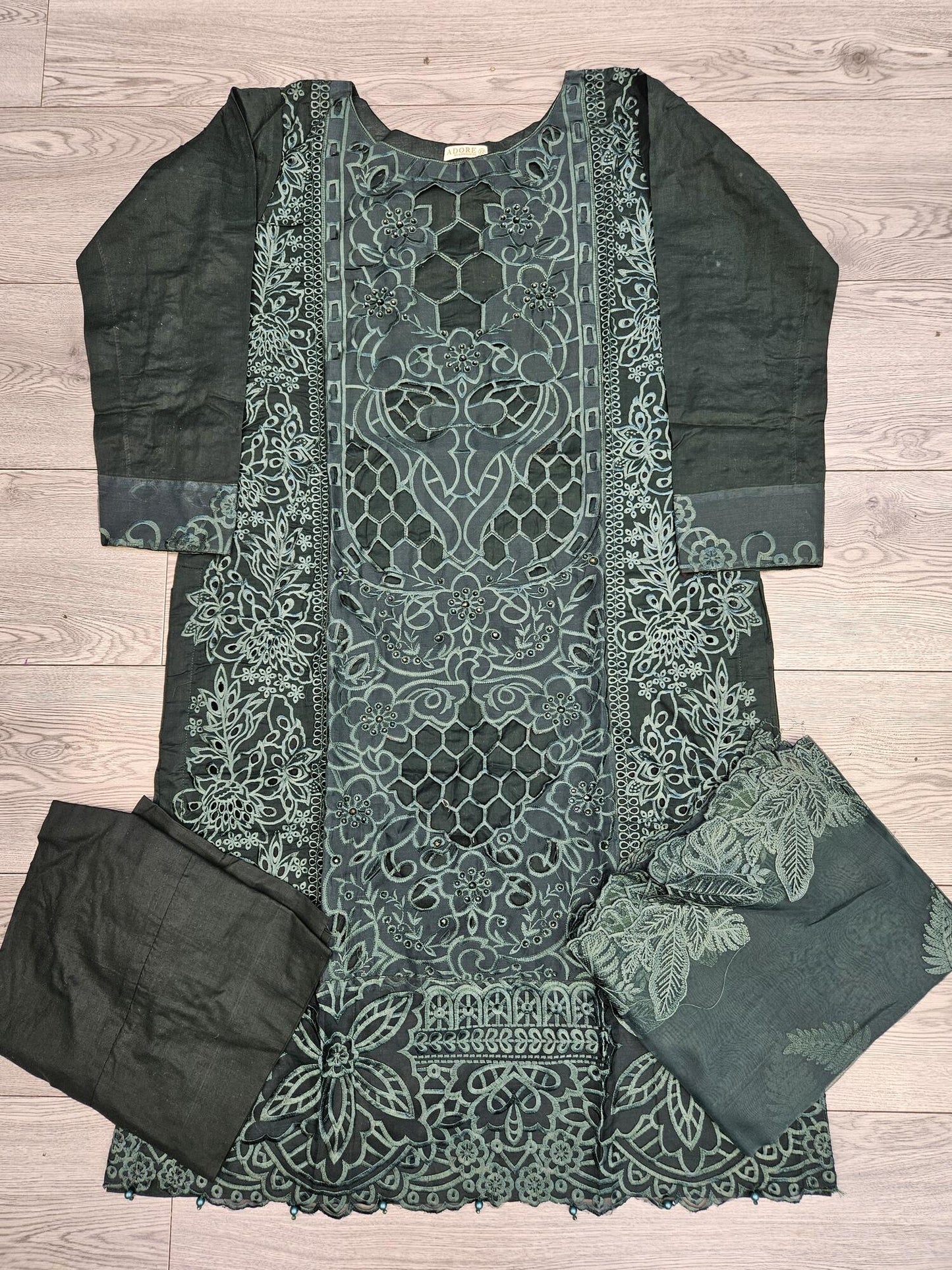 MB dark evergreen chiken kari cotton suit