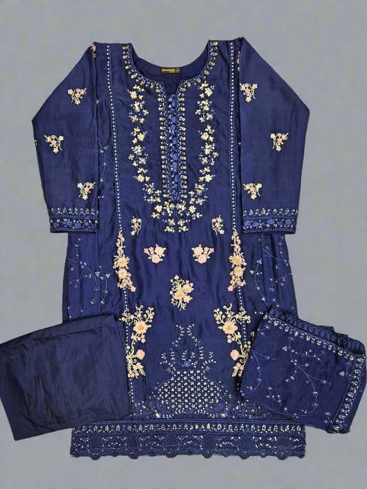 AG navy blue colour hand embroidery