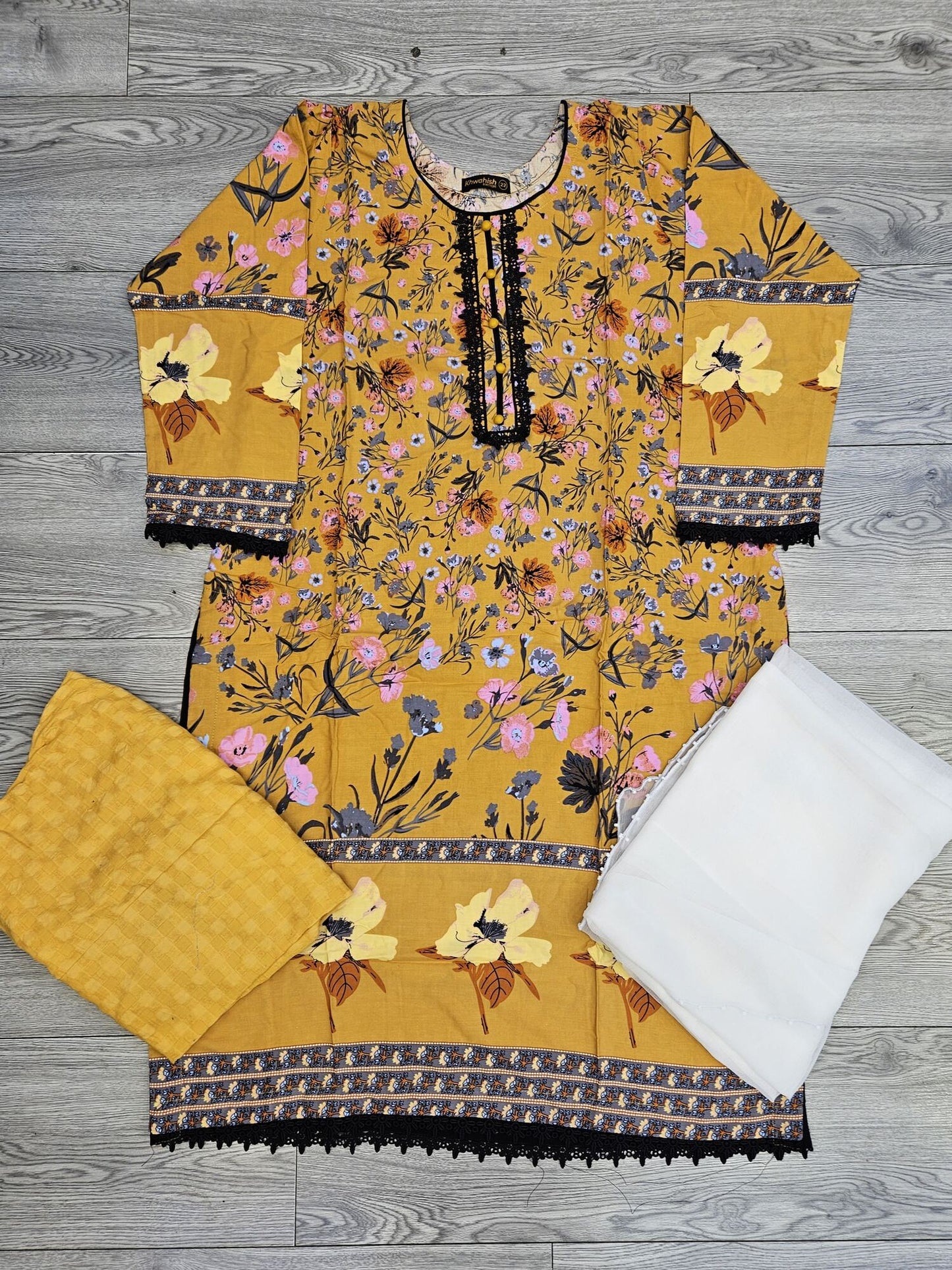 Mustard colour floral print