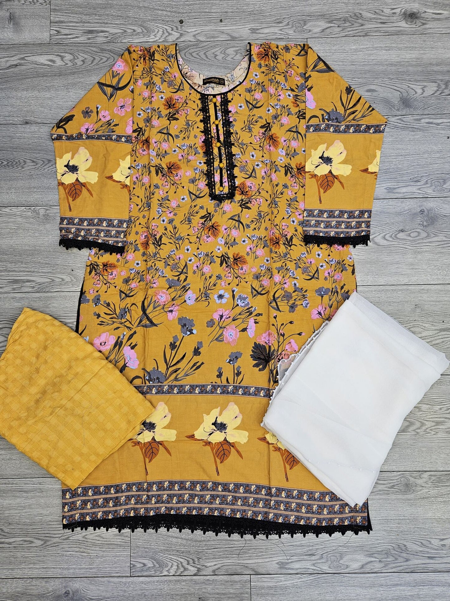 Mustard colour floral print