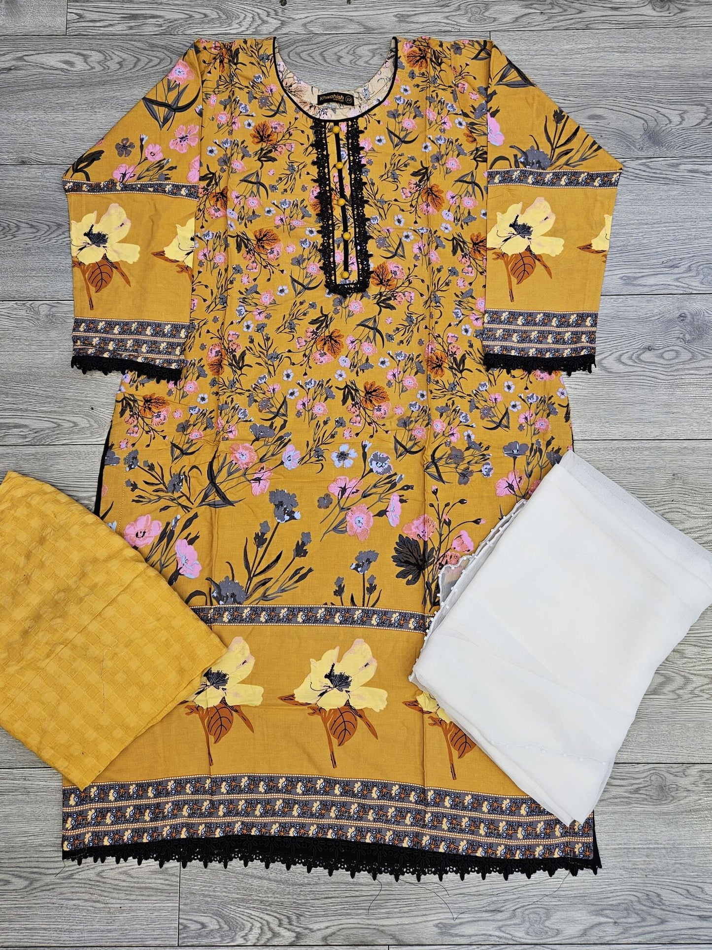 Mustard colour floral print