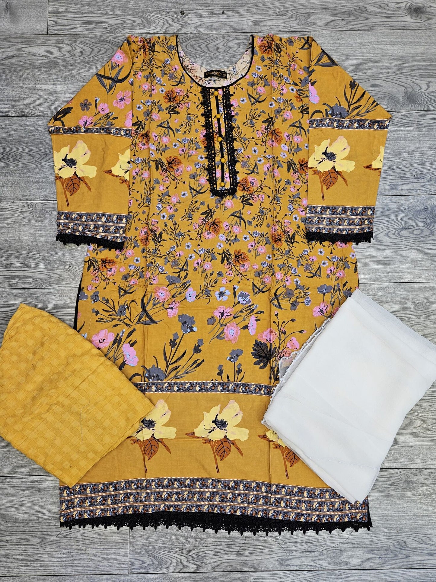 Mustard colour floral print