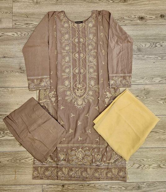 CRM utterly beige colour thread and sequins laser cut