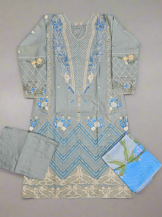 CRM light blue thread and laser cut