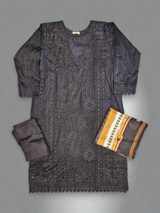 MB black and gold colour thread and sequins laser cut