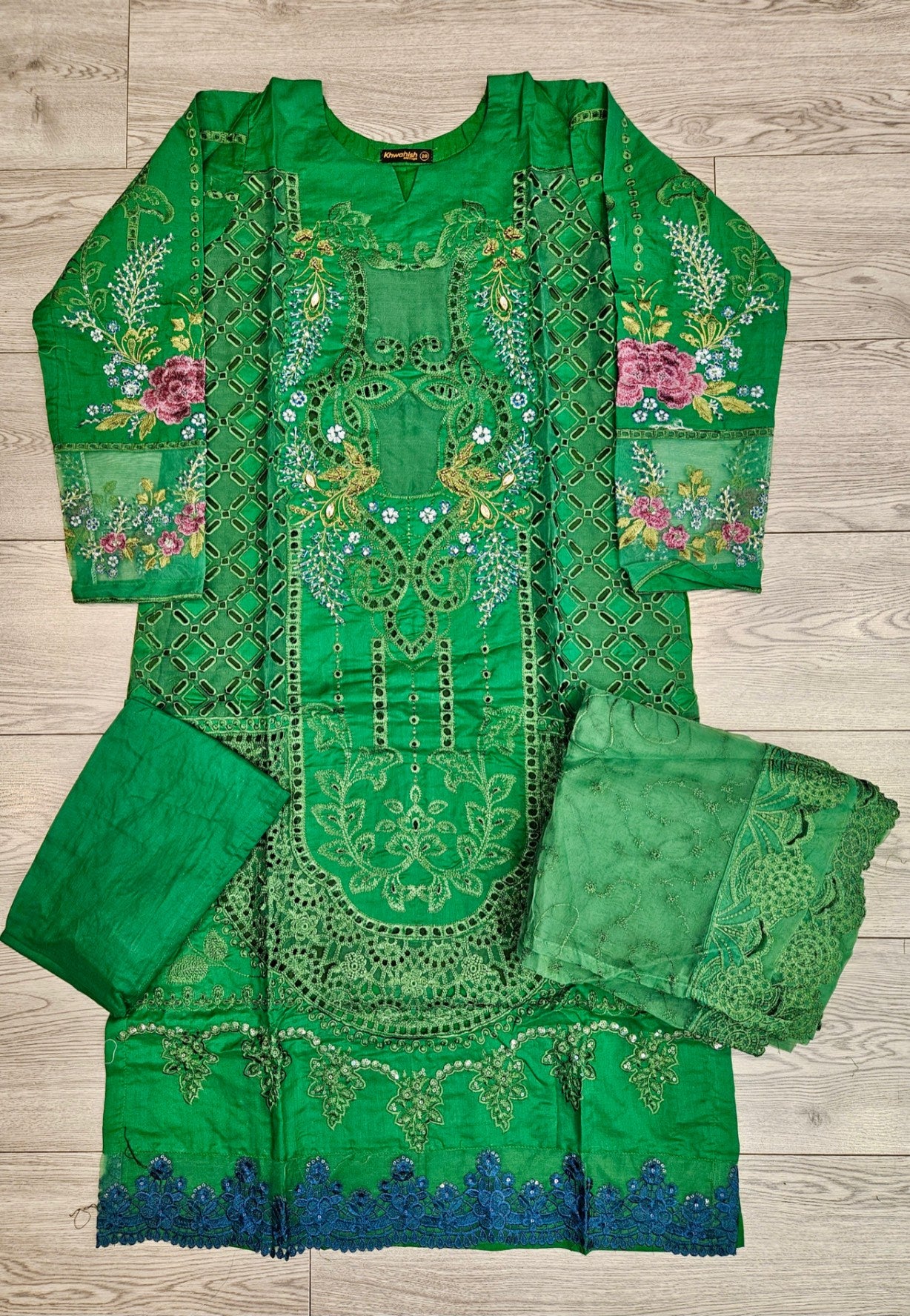 MB forest green colour thread and laser cut