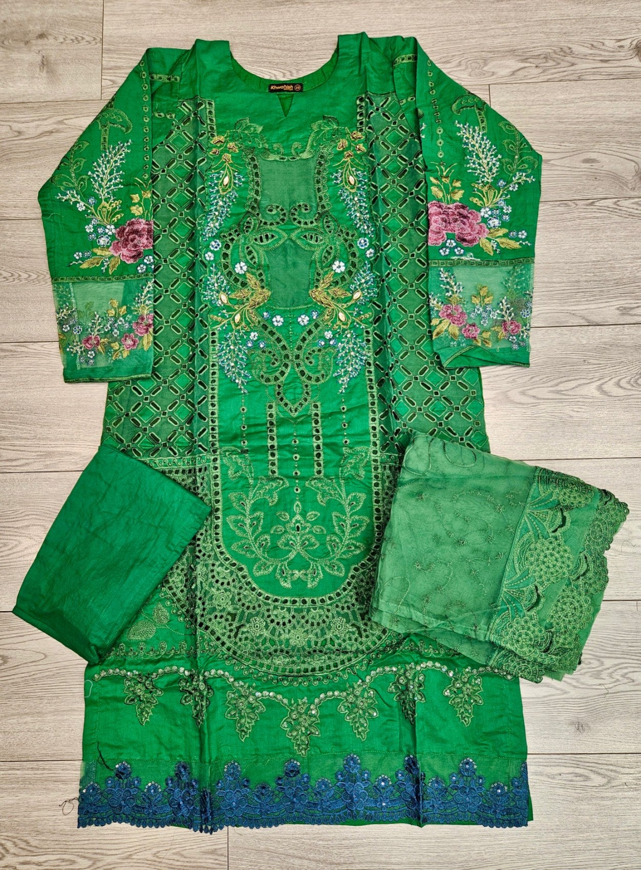 MB forest green colour thread and laser cut