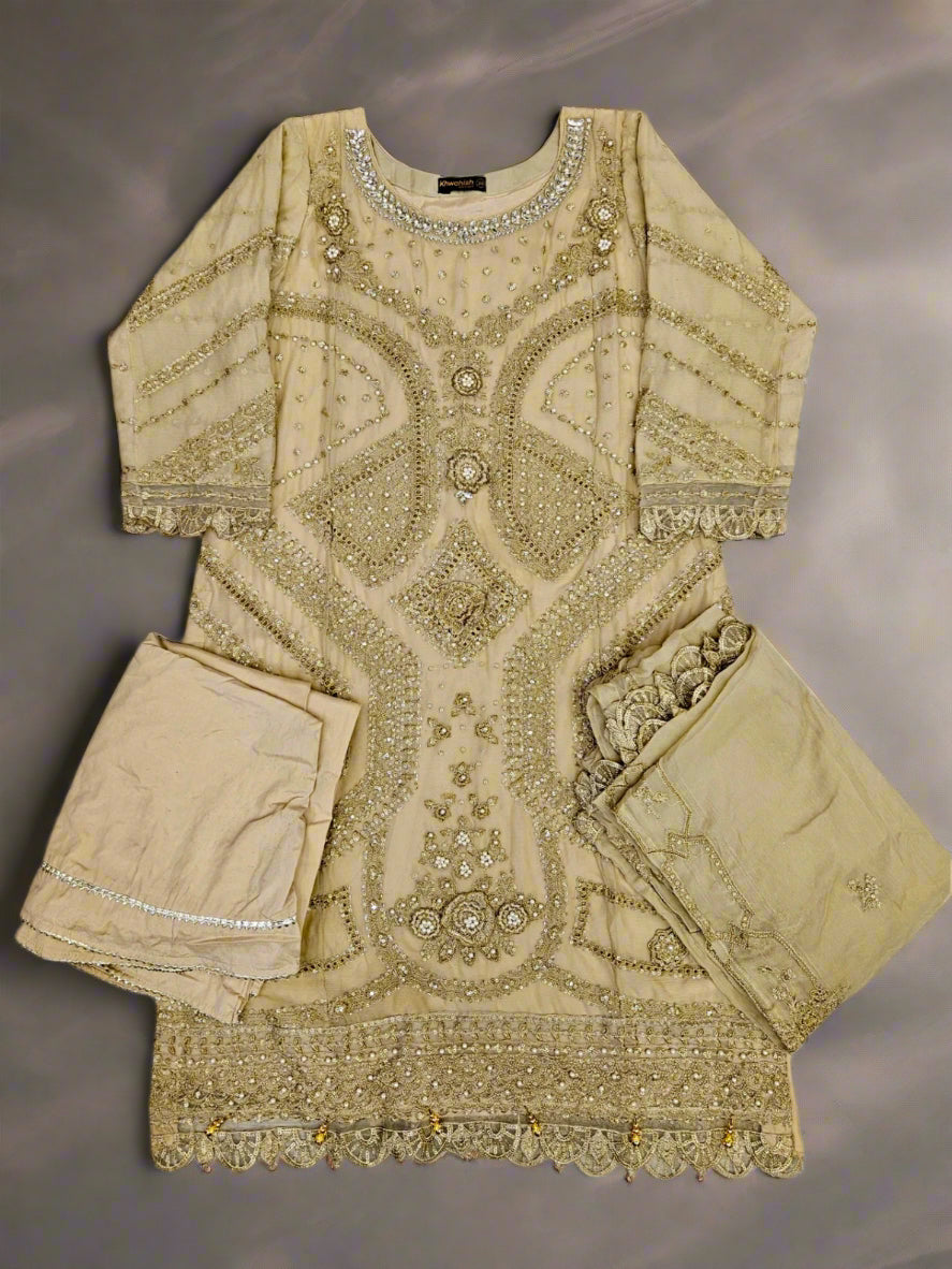 MB sand beige colour hand embellished in pearls crystals stones