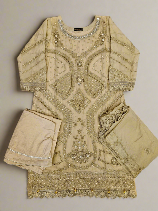 MB sand beige colour hand embellished in pearls crystals stones