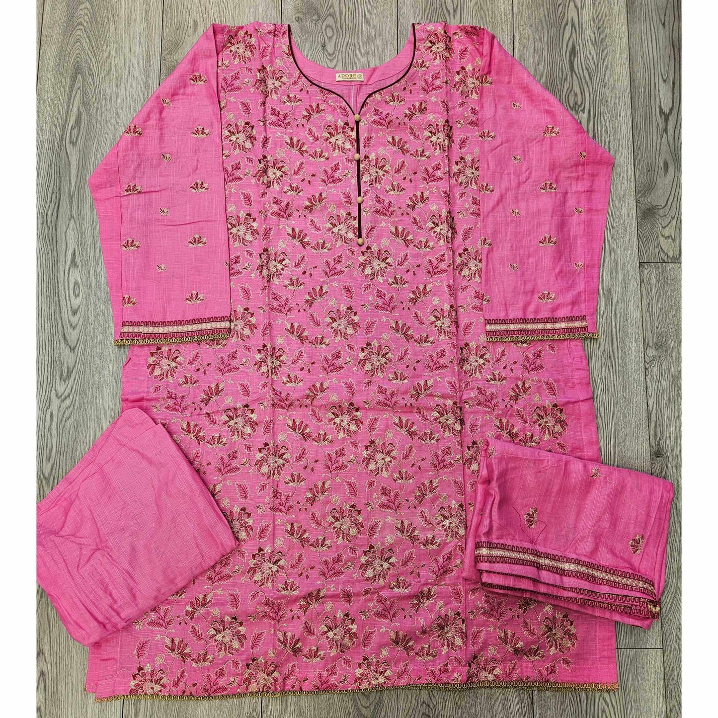 Orchid Pink Khaddar Winter Shalwar Kameez | Thread Embroidery | Sizes 3XL-4XL