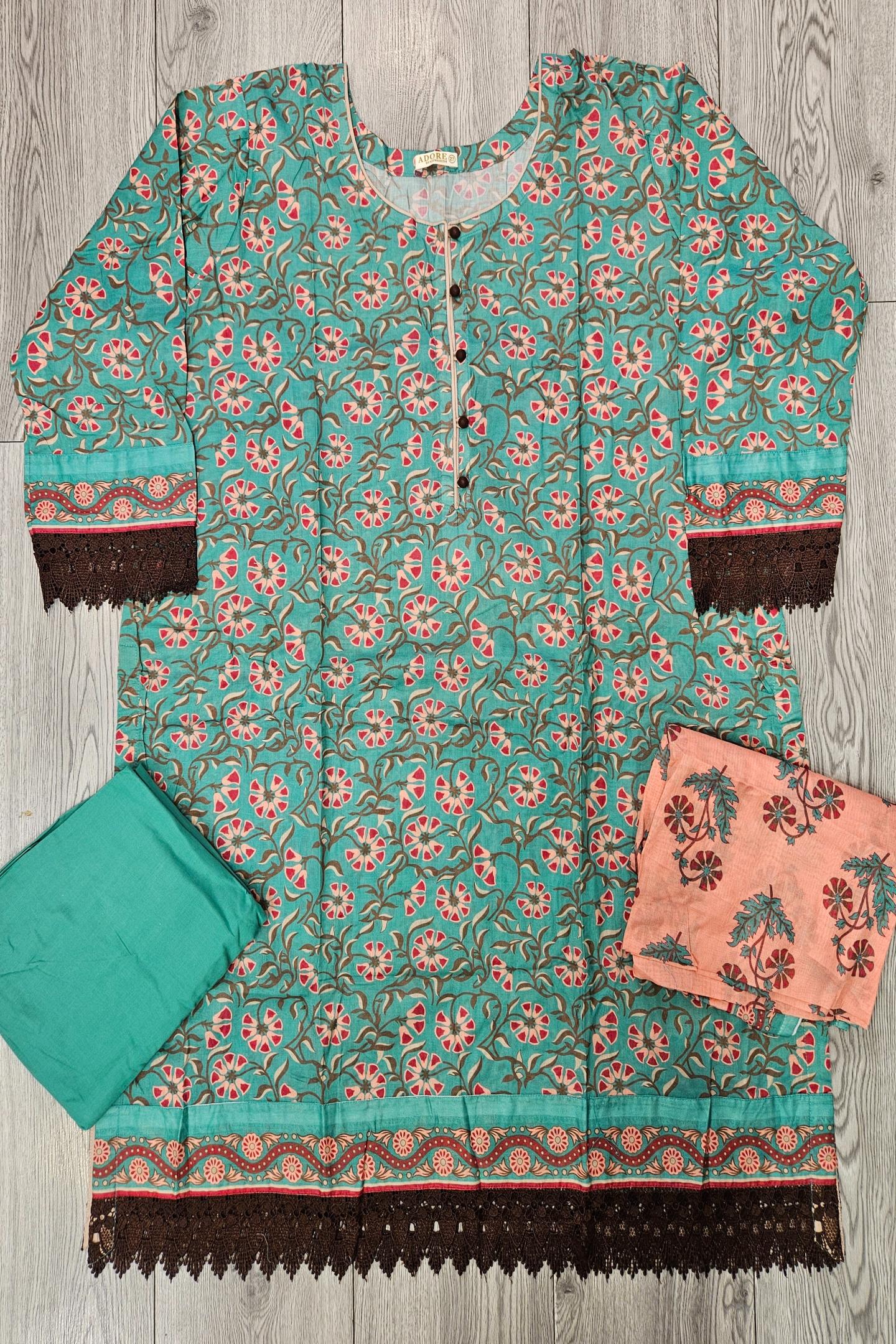Sea Green Cotton Shalwar Kameez: ALK's Latest Collection