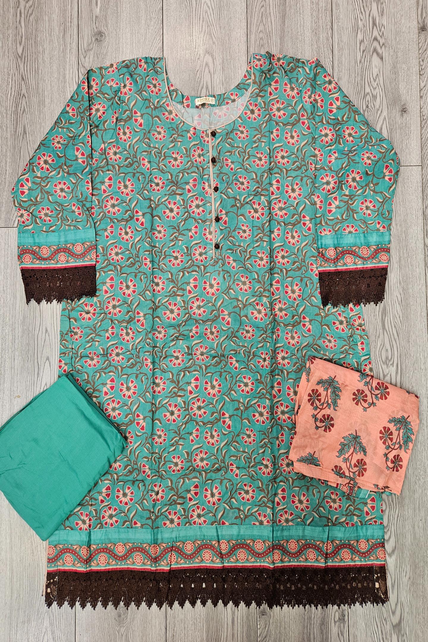 Sea Green Cotton Shalwar Kameez: ALK's Latest Collection
