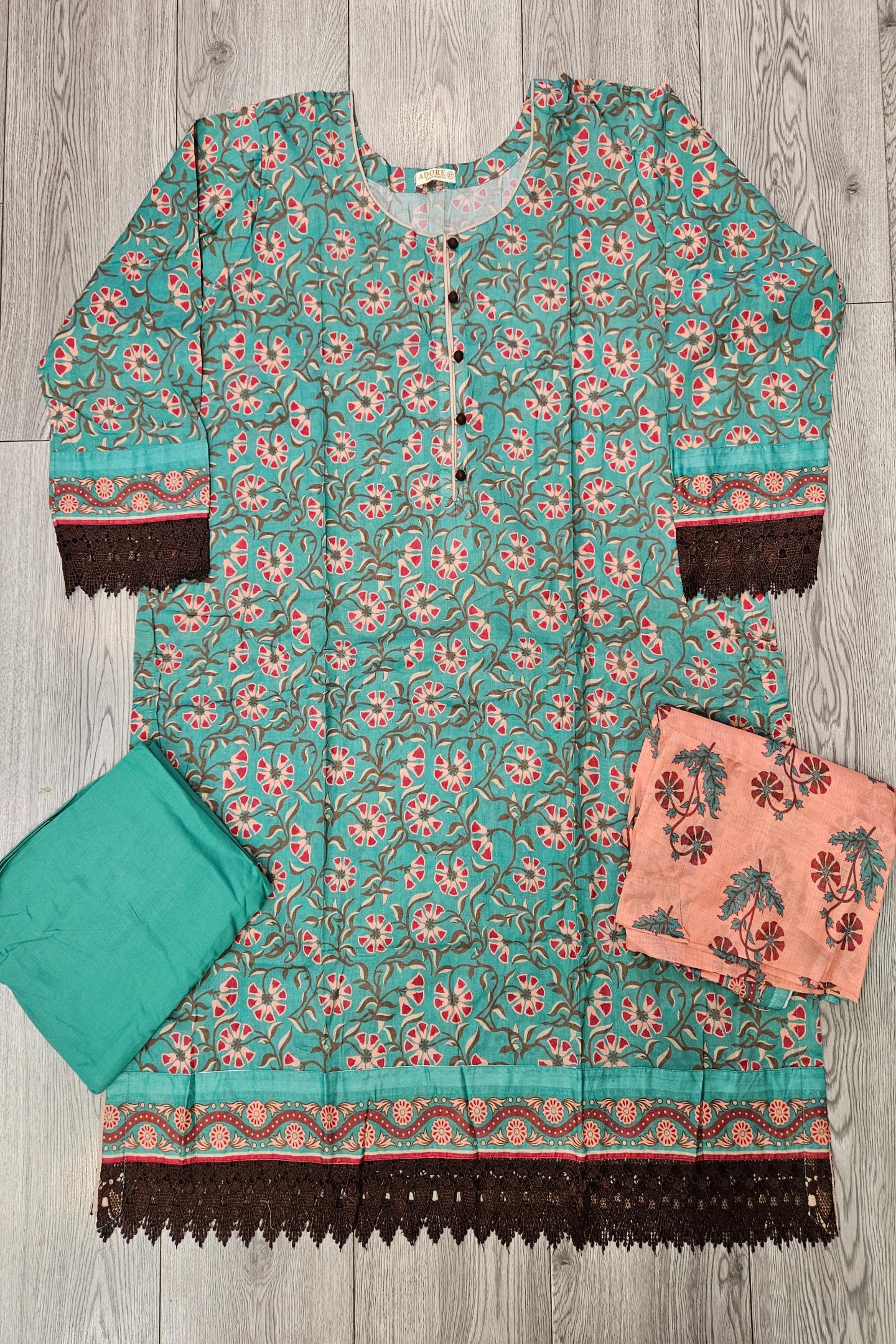 Sea Green Cotton Shalwar Kameez: ALK's Latest Collection