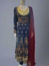 Navy blue with antique gold and red colour