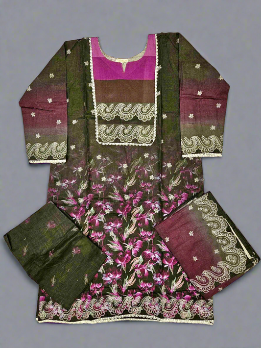 Designer black and luxury purple colour winter collection khaddar fabric with khaddar shawl