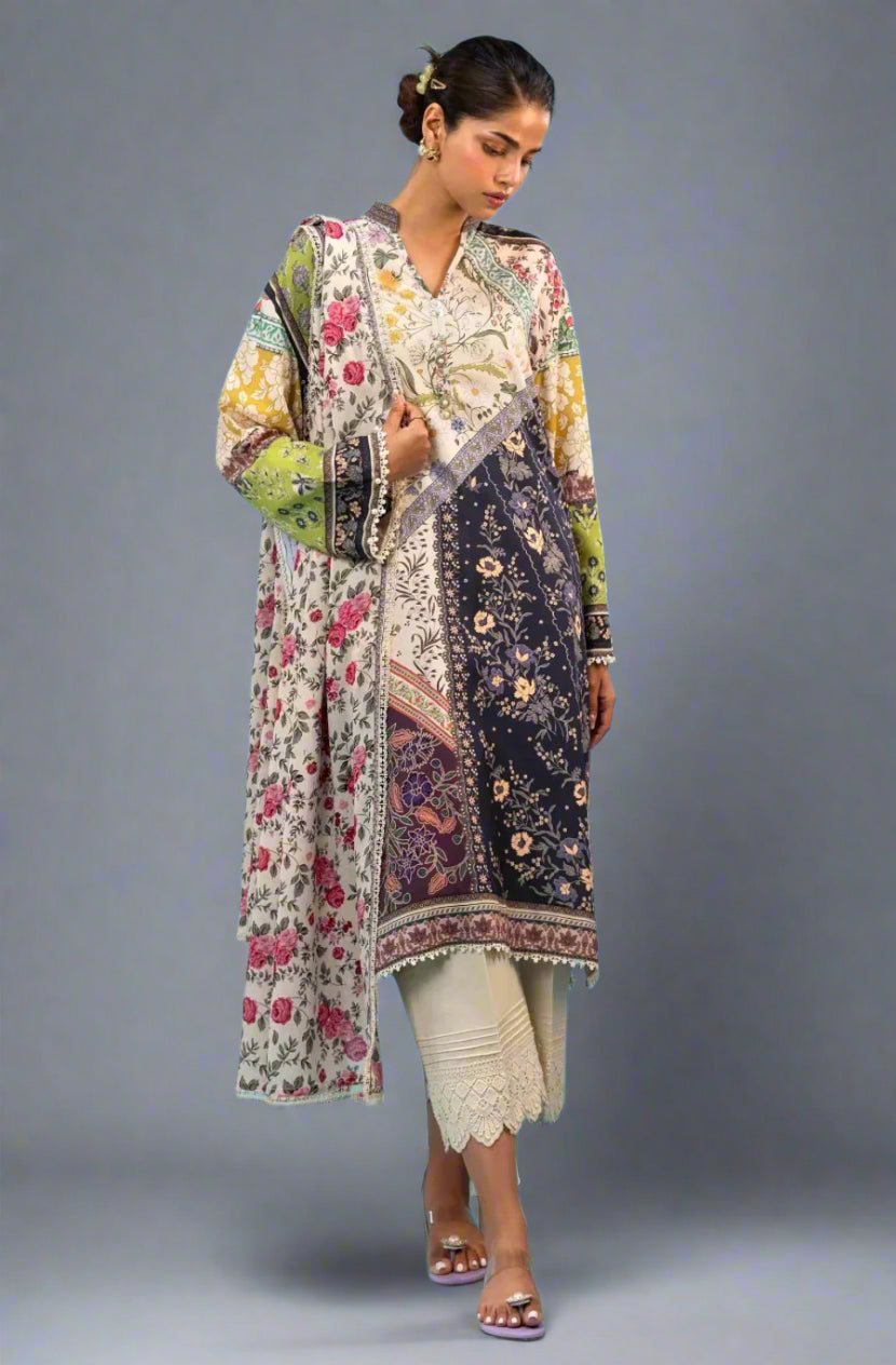 Sana Safinaz H243-20B white navy blue colour