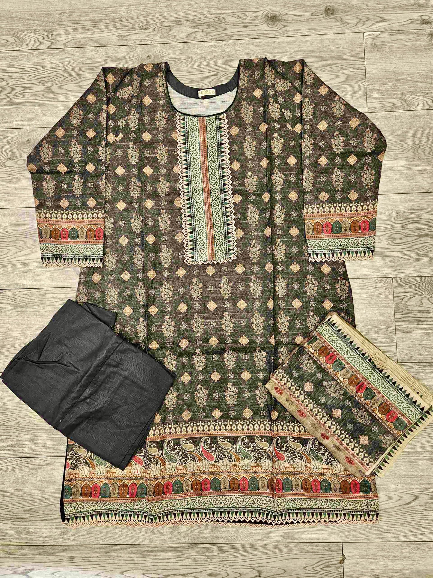 Designer charcoal grey and pinkish red colour winter collection khaddar fabric with khaddar shawl