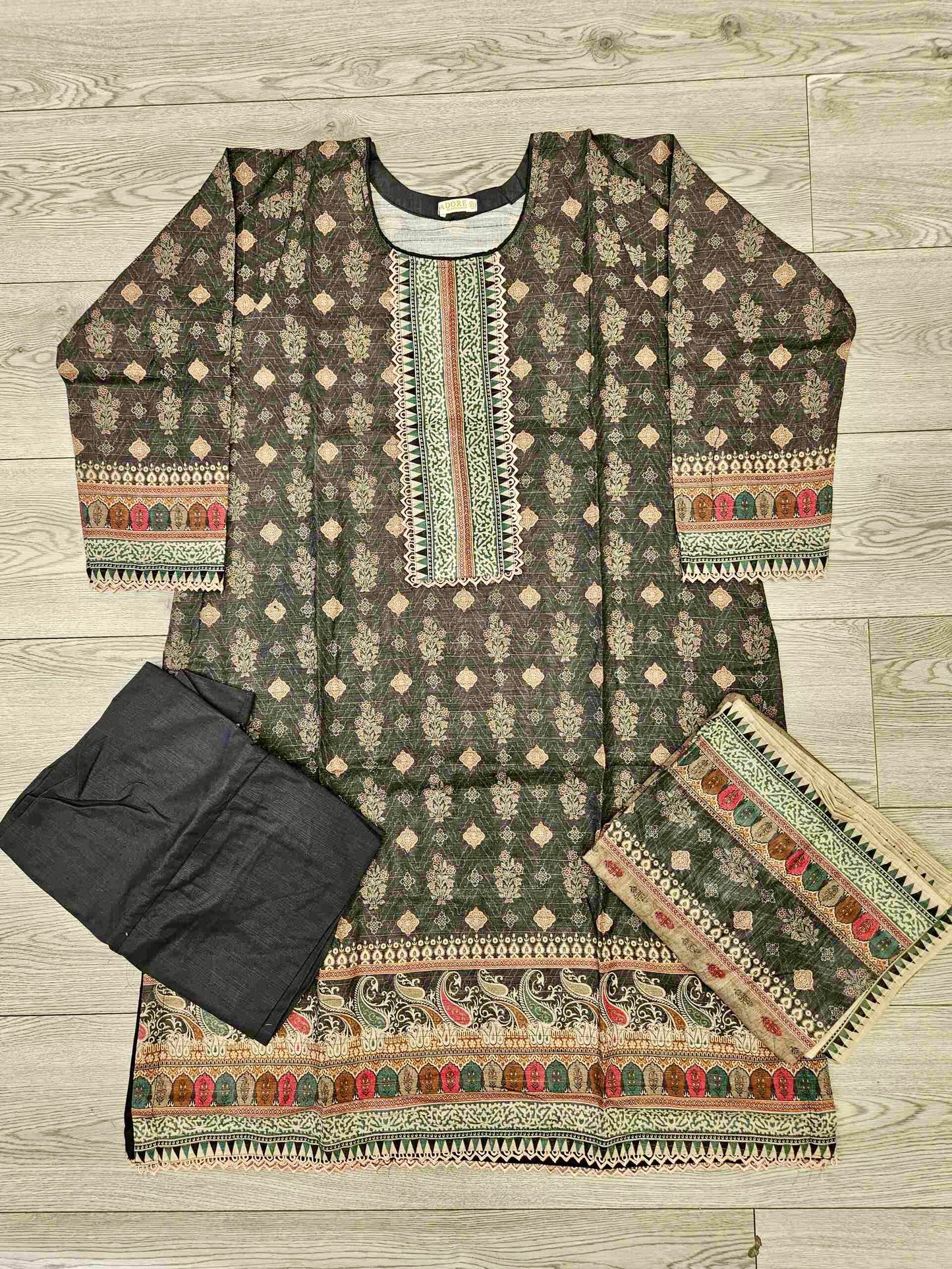 Designer charcoal grey and pinkish red colour winter collection khaddar fabric with khaddar shawl