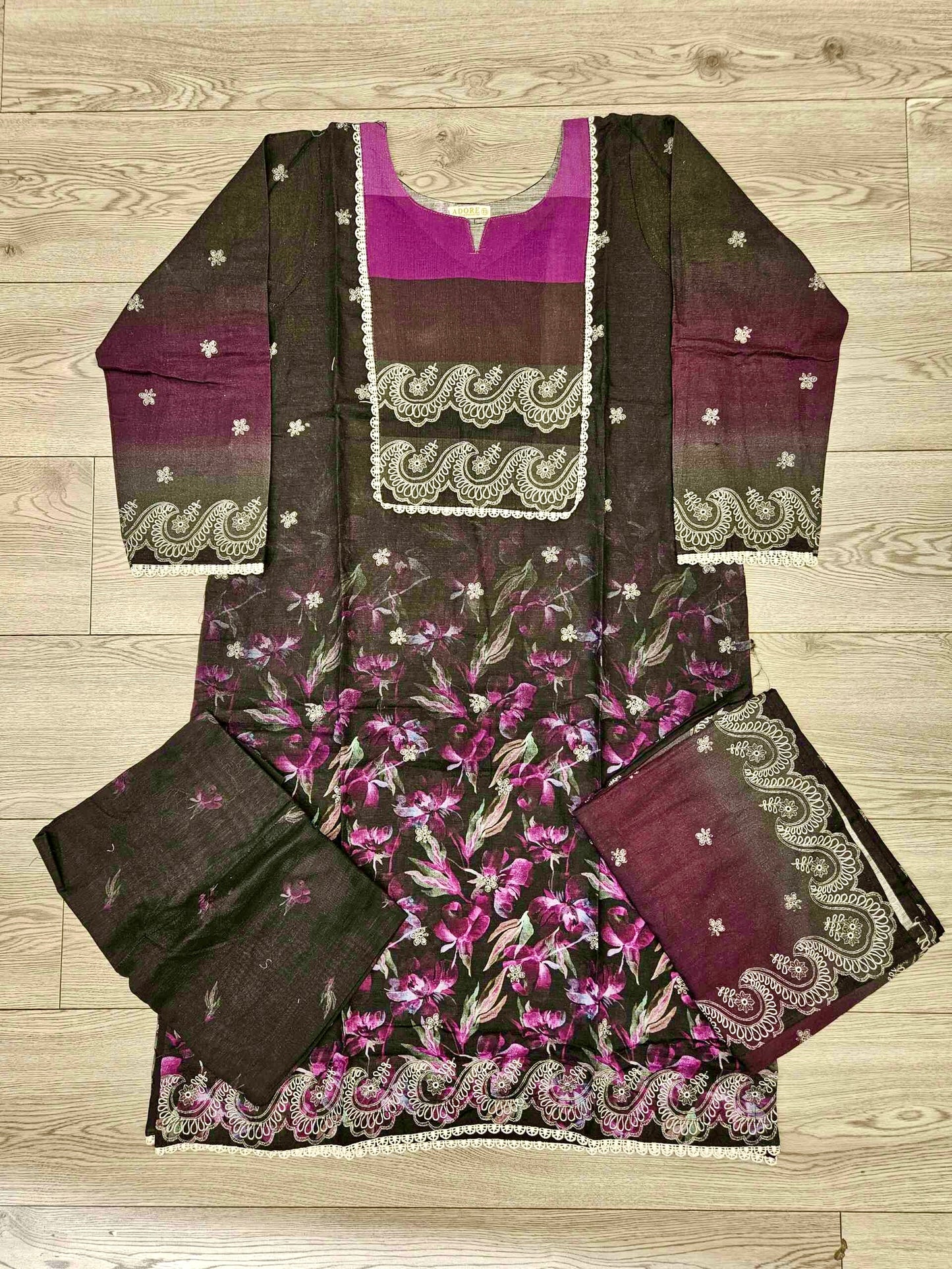 Designer black and luxury purple colour winter collection khaddar fabric with khaddar shawl