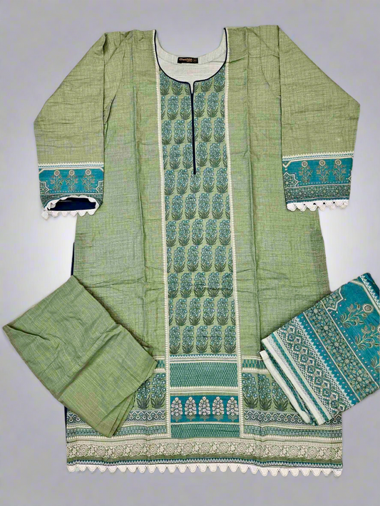 Designer olive green colour winter collection khaddar fabric with khaddar shawl