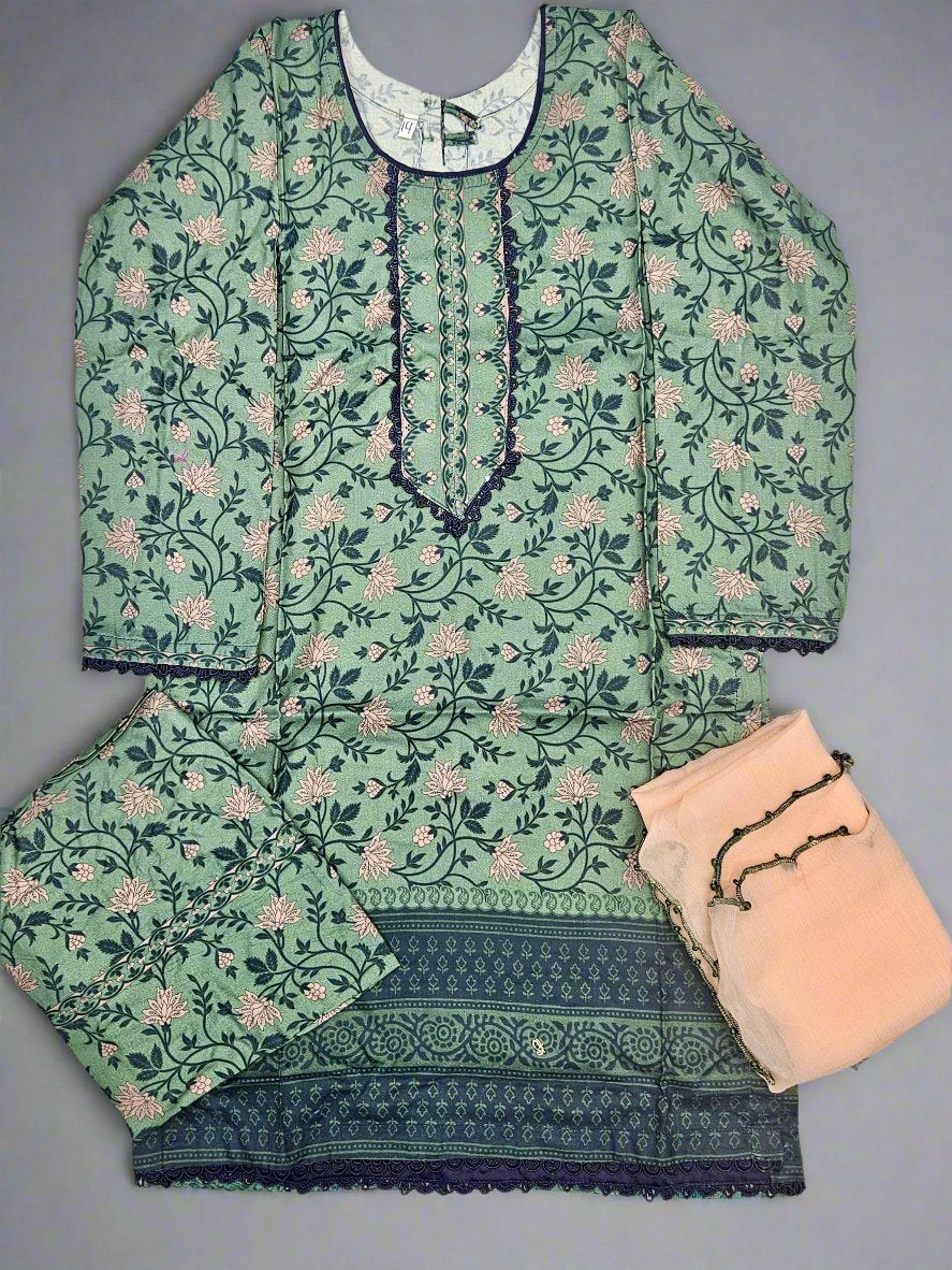 Girl's Forest Green colour Floral Print