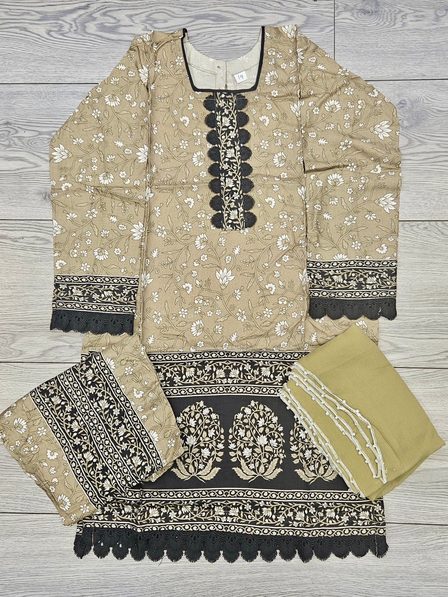 Girl's Moss Green colour Floral Print