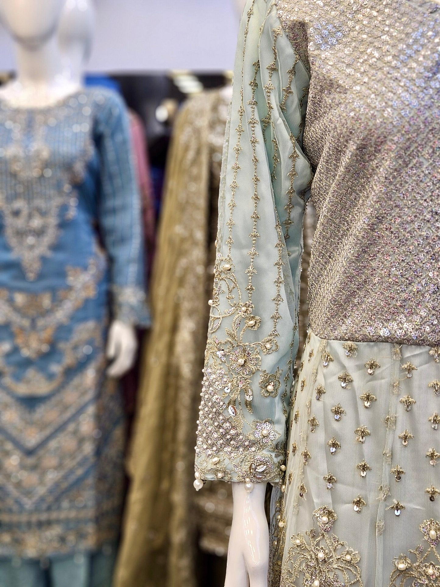 FZS Nira Ice blue colour embroidered