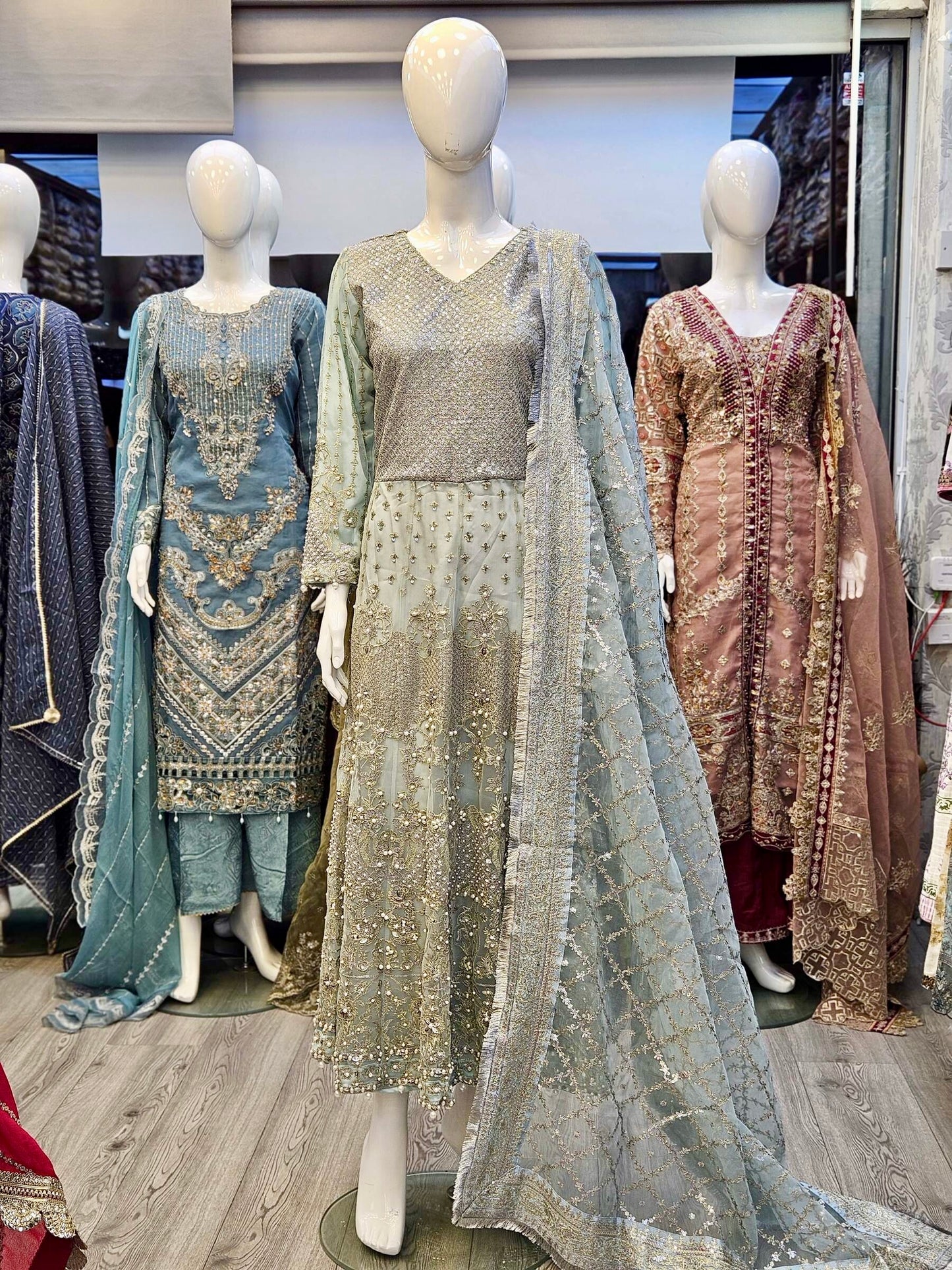 FZS Nira Ice blue colour embroidered