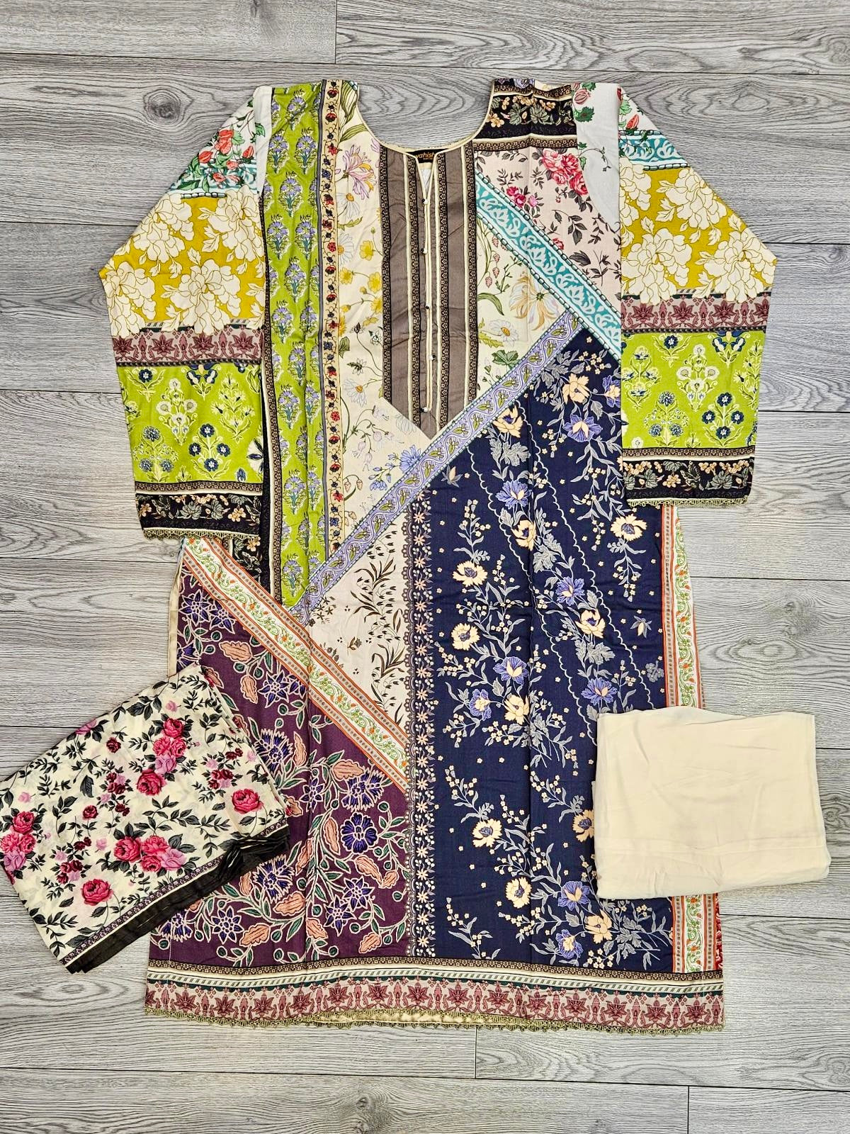 Sana Safinaz H243-20B white navy blue colour