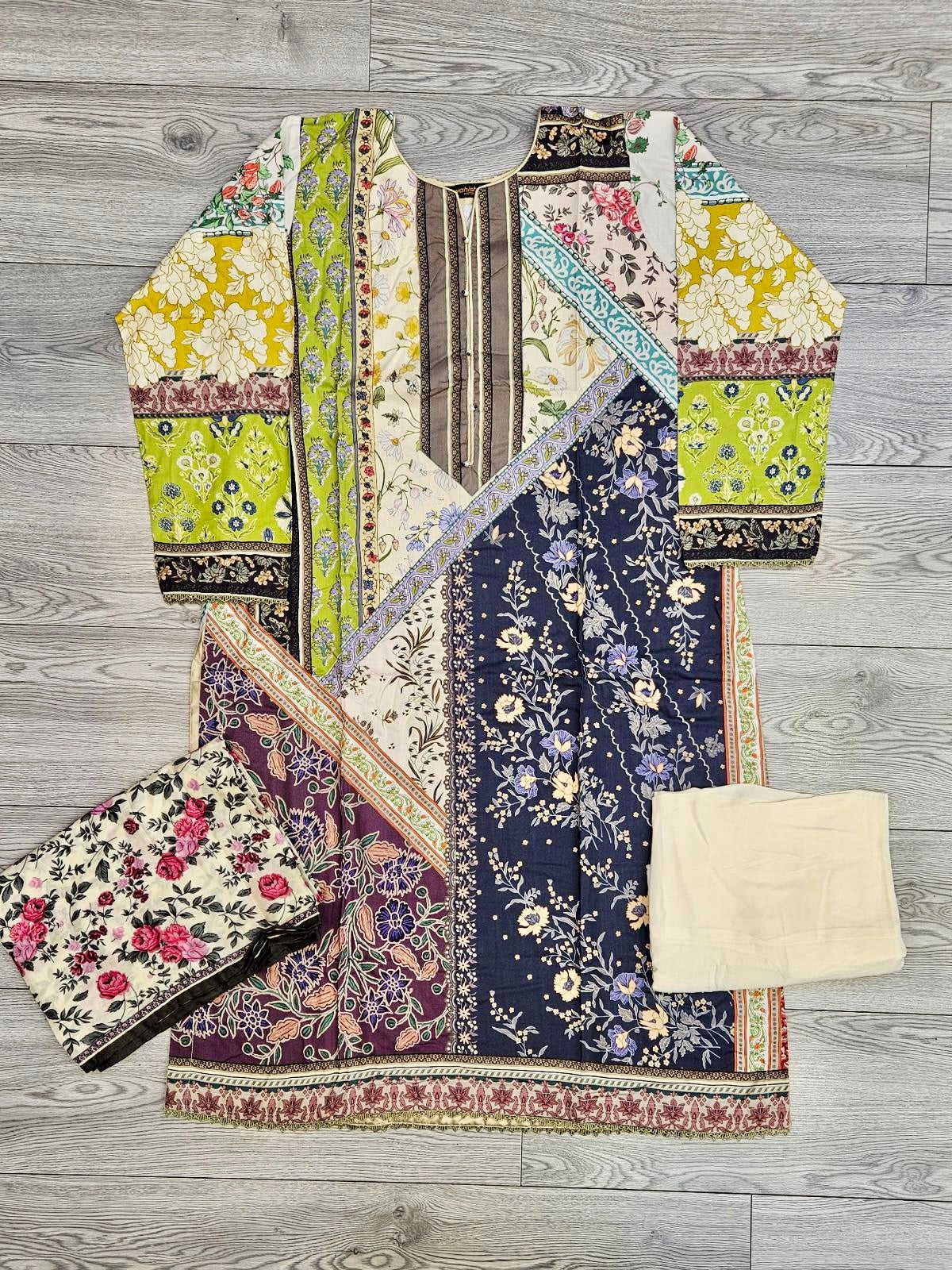 Sana Safinaz H243-20B white navy blue colour