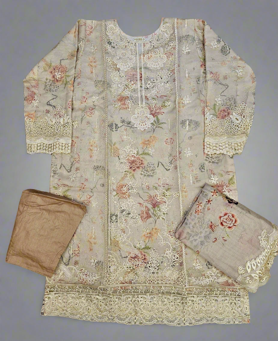 QMR light peach colour embroidered