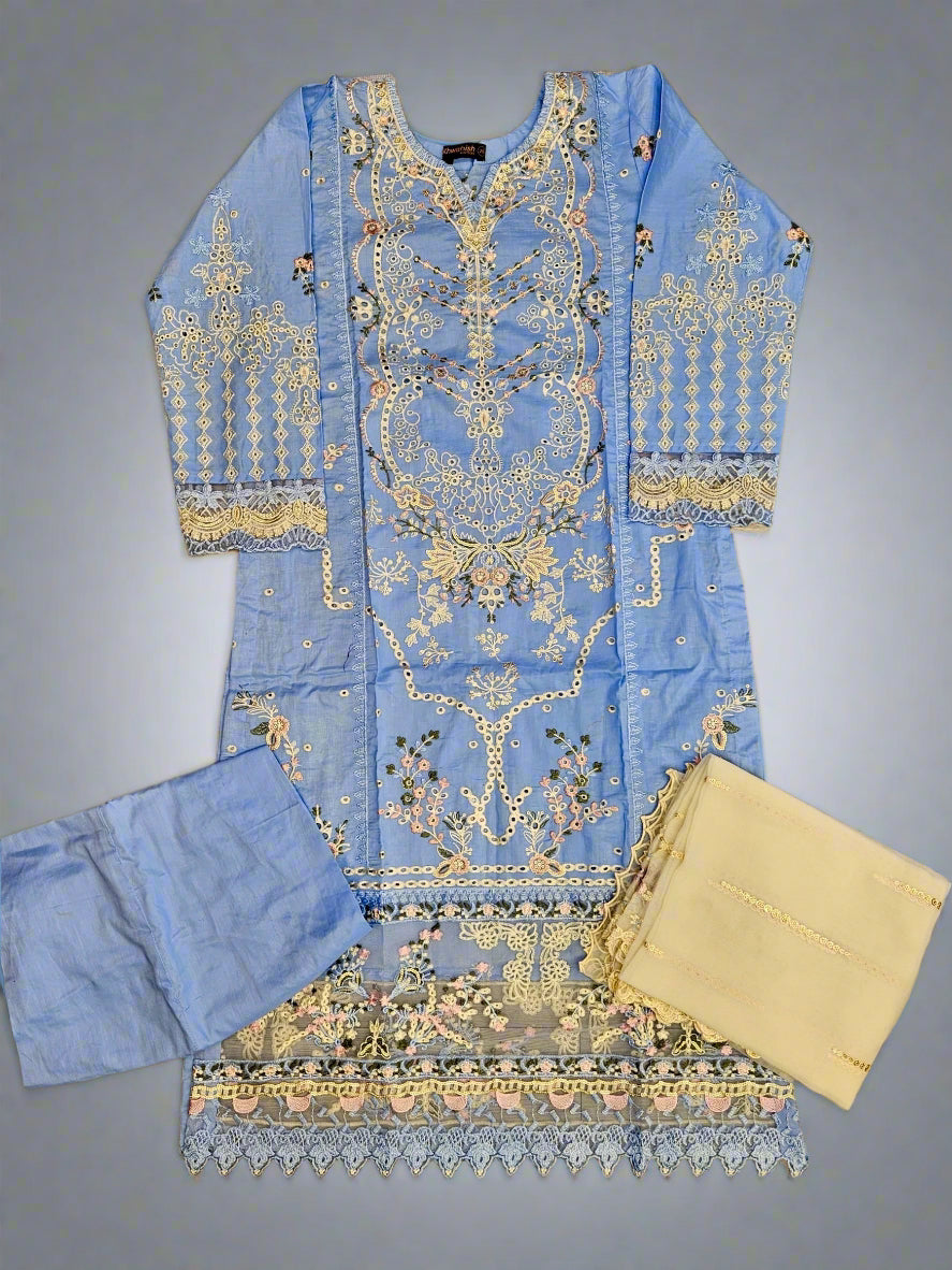 QMR cornflower blue and gold colour