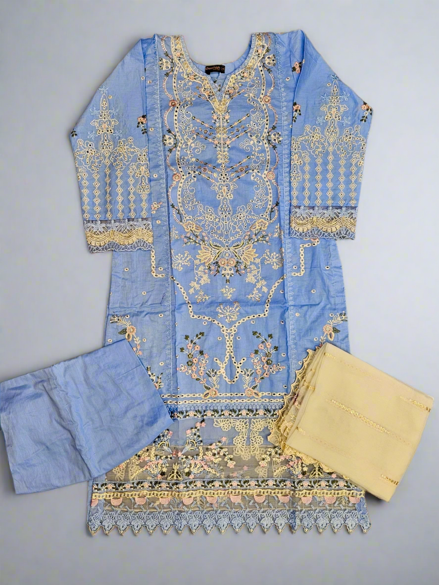 QMR cornflower blue and gold colour