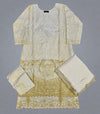 MB white gold colour thread and sequins laser cutwork