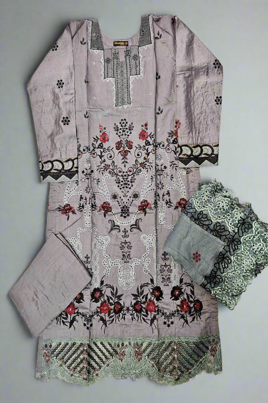 MB zinc grey and cherry red colour viscose shalwar kameez