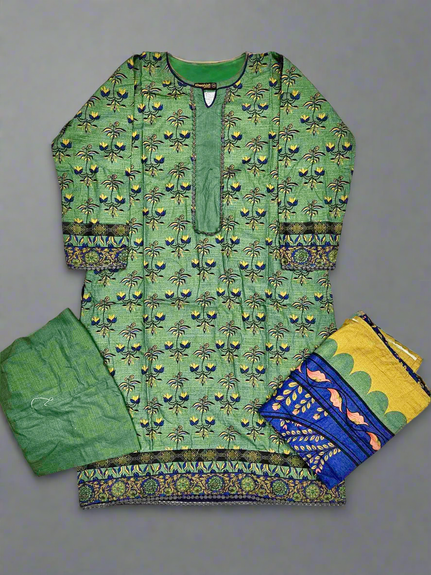 Forest green colour winter collection khaddar fabric with khaddar shawl