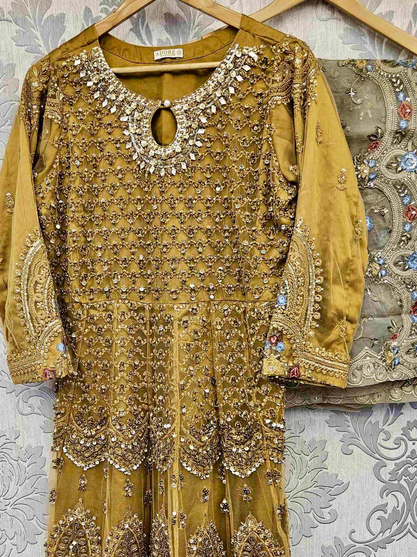 ZKA harvest gold colour hand embellished with pearls