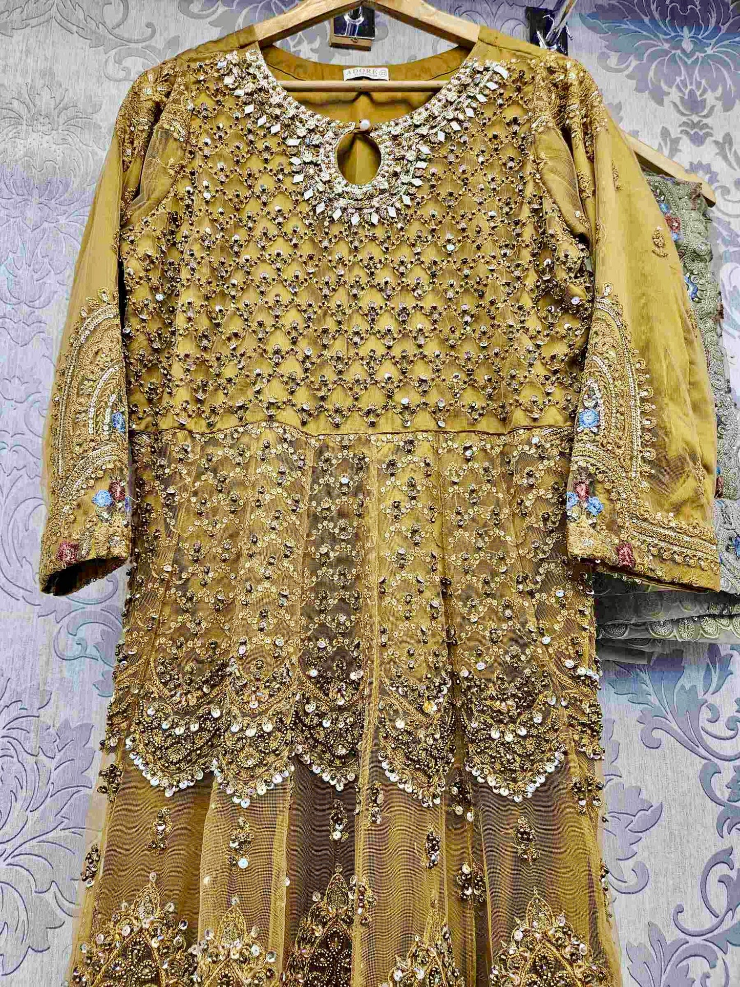ZKA harvest gold colour hand embellished with pearls