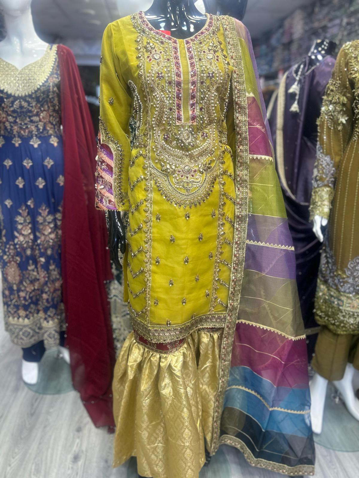 MB Mustard Colour Hand Embellished Mehndi Design