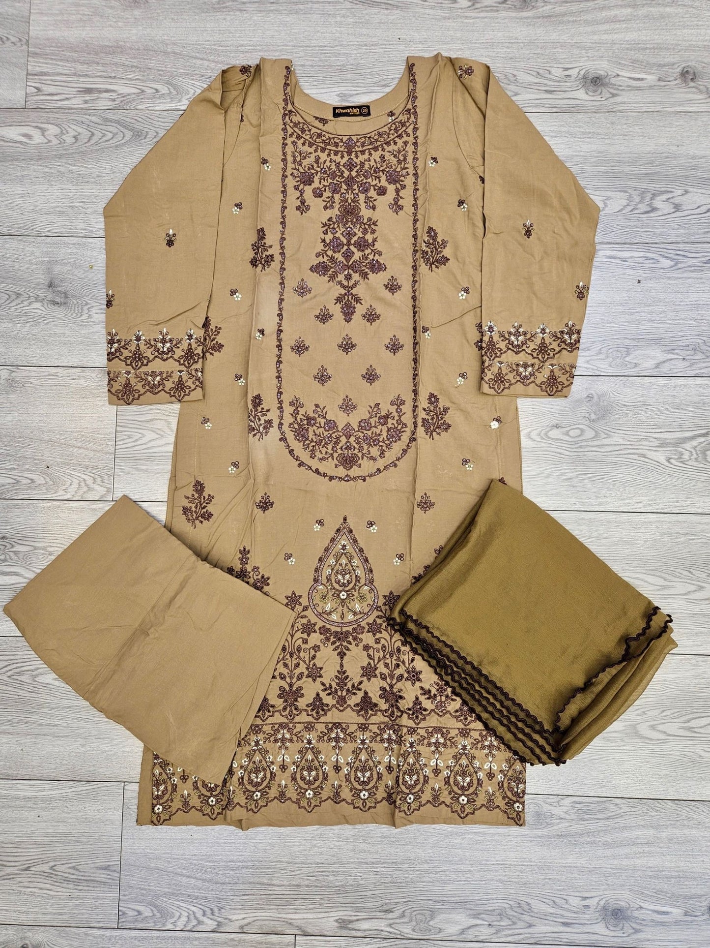 Mocha chocolate brown thread sequins