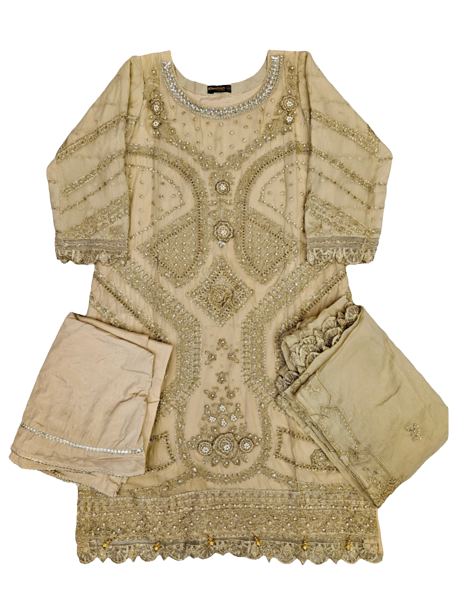MB sand beige colour hand embellished in pearls crystals stones