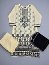 Off-white colour thread and sequins chikan kari